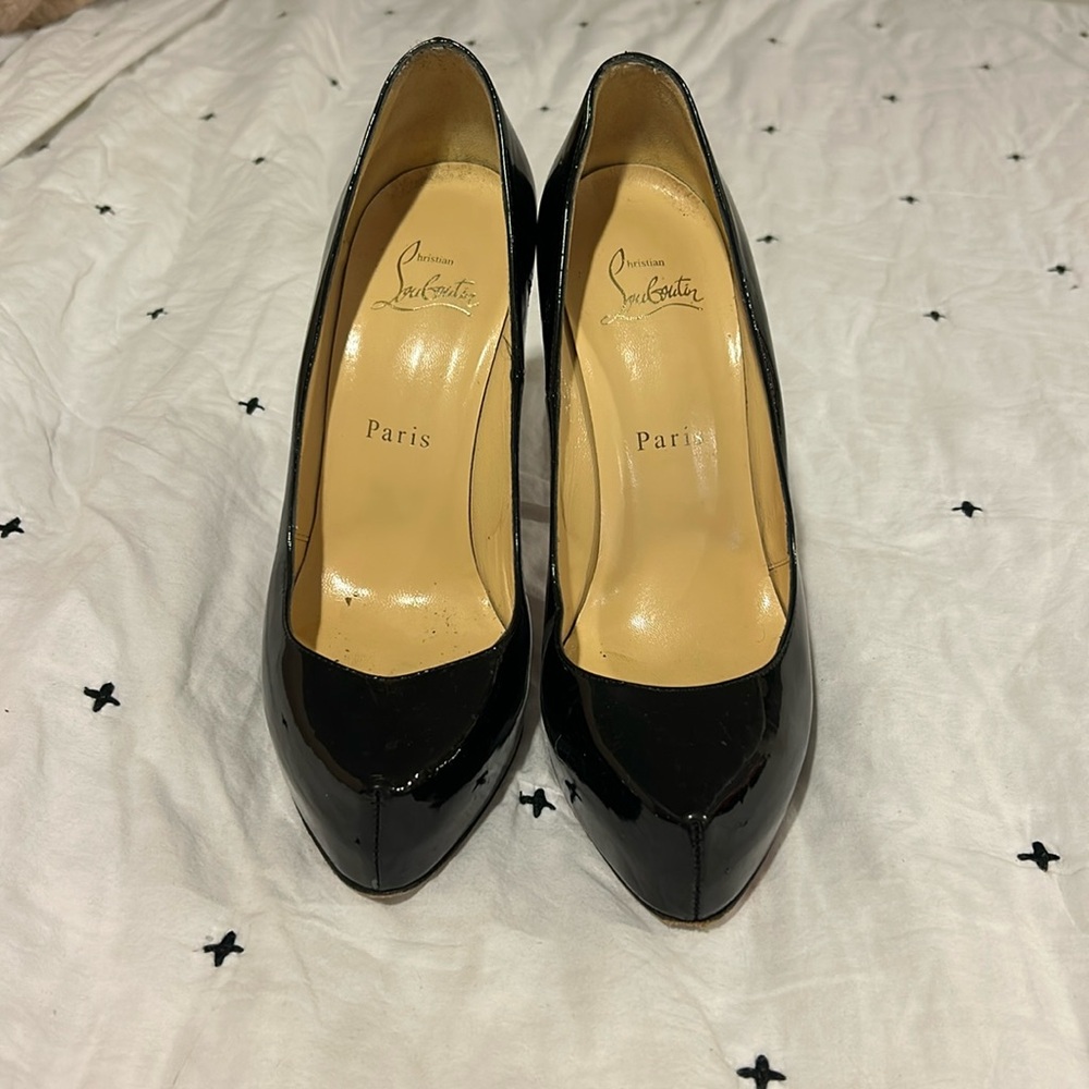 Louboutin black leather heels